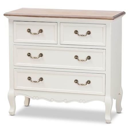Baxton Studio Amalie White and Oak Finished 4-Drawer Accent Dresser 160-10240